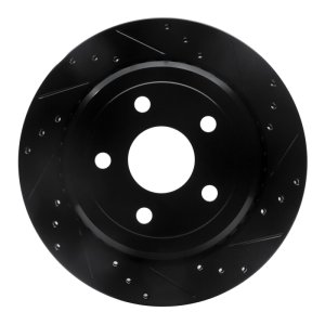 Dodge Durango Brake Rotor (1) - Rear Right - R1 Concepts - Drilled & Slotted - Black - `11-`25